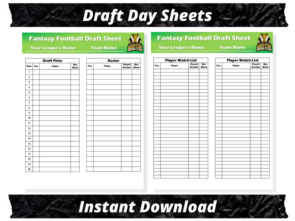 Fantasy Football Draft Sheets 2025 Season Microsoft Word Instant Download Etsy