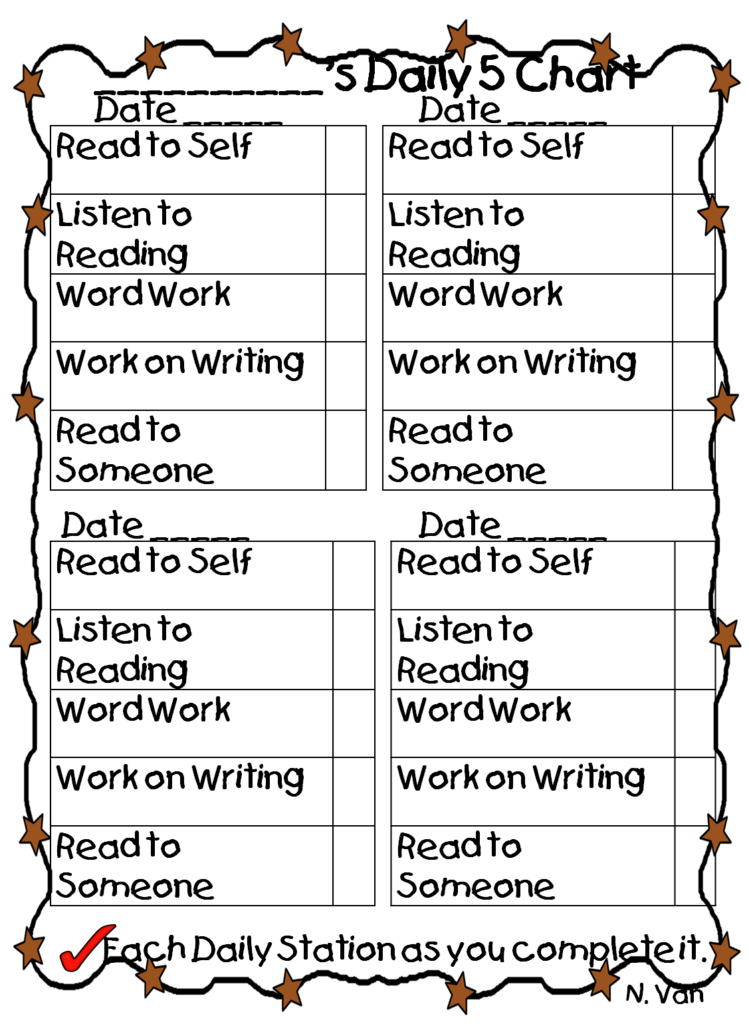 First Grade Wow Daily Five Student Chart