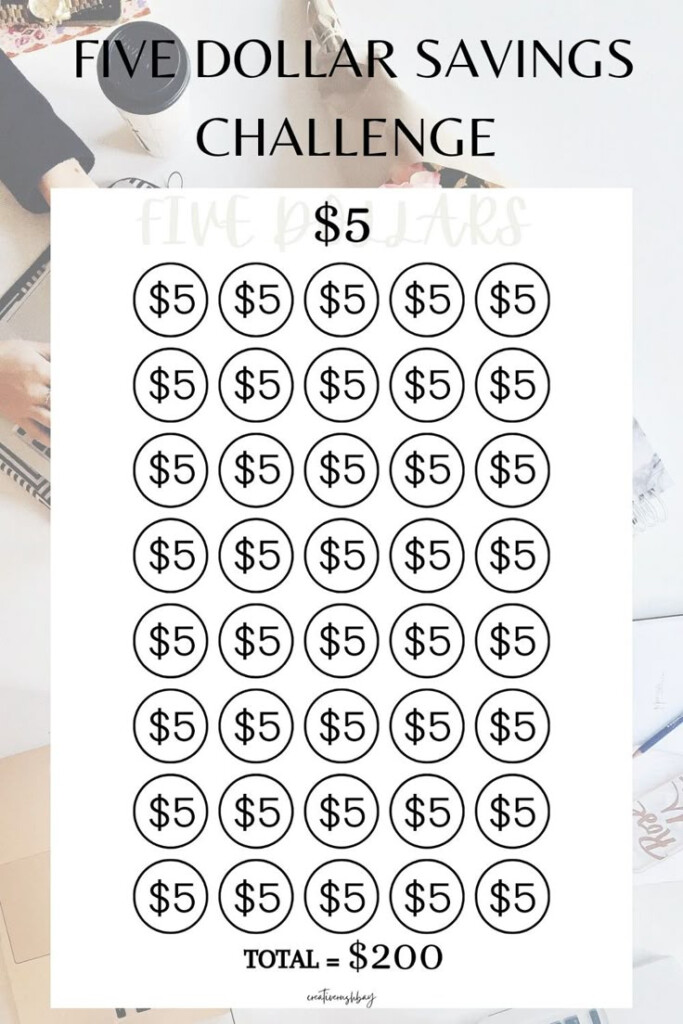 Five Dollar Mini Savings Challenge A6 Printable Template Cash Stuffing Low Income Low Budget