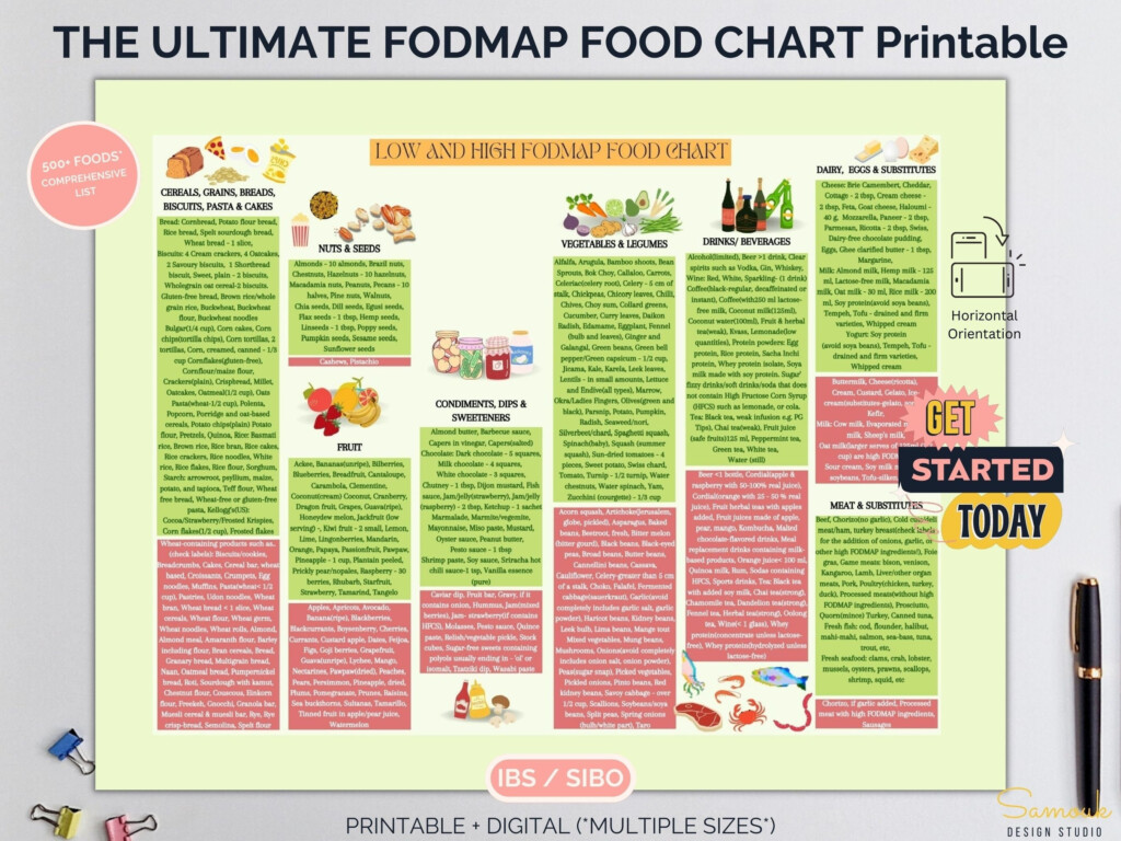 FODMAP Food Chart Printable Low And High FODMAP Foods PDF Etsy