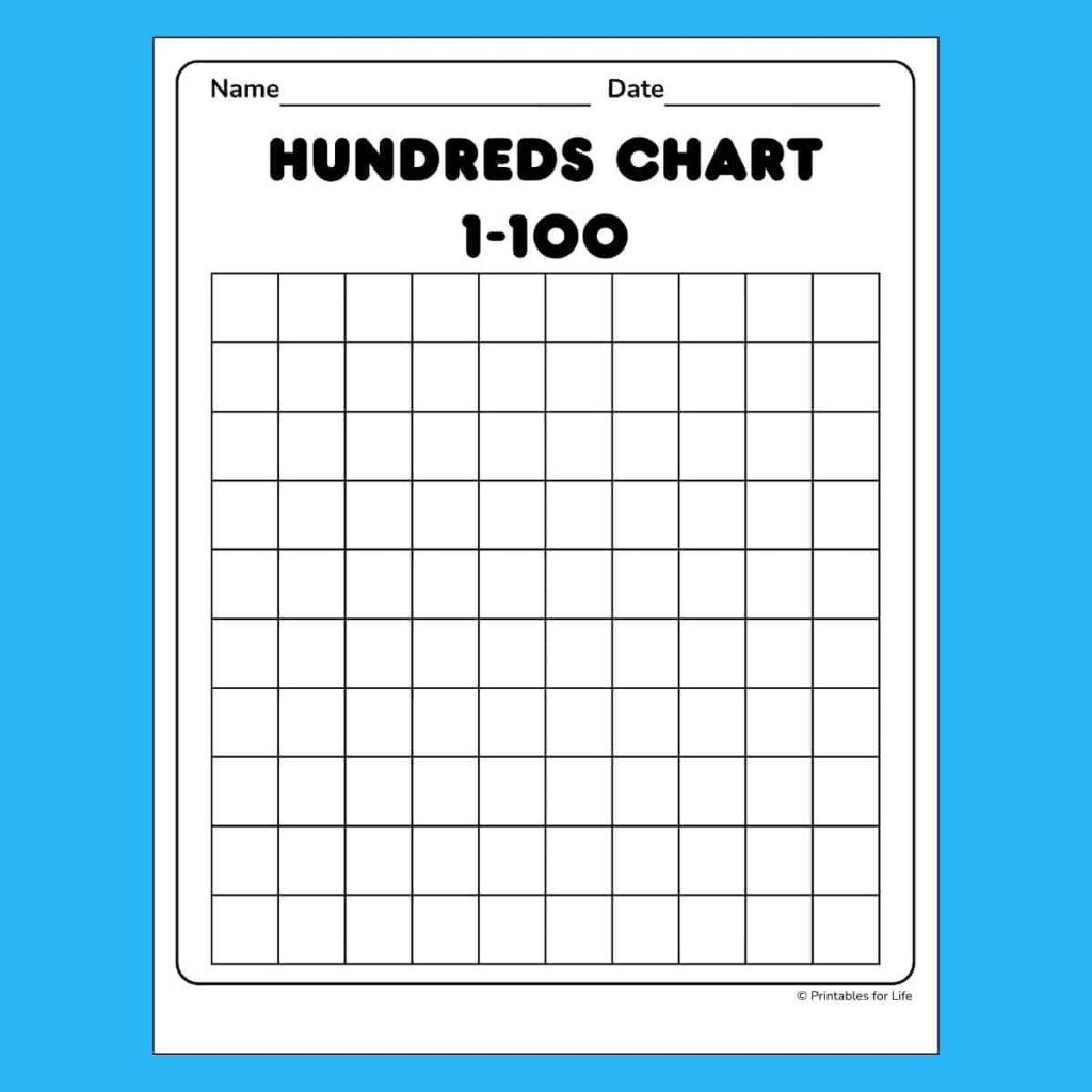 Free Blank Hundreds Chart Printable PDF Free Blank Hundreds Chart Printable PDF