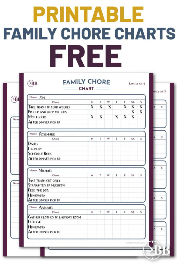 Free Family Chore Chart Printable