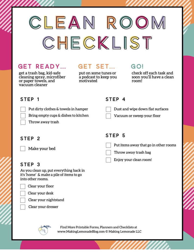 Free Kids Printable Cleaning Checklist For Bedrooms Making Lemonade