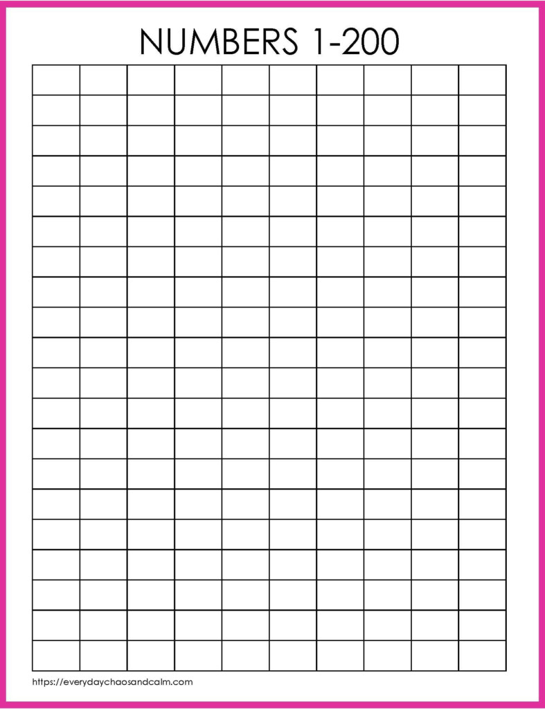 Free Printable 1 200 Number Charts PDF Download 