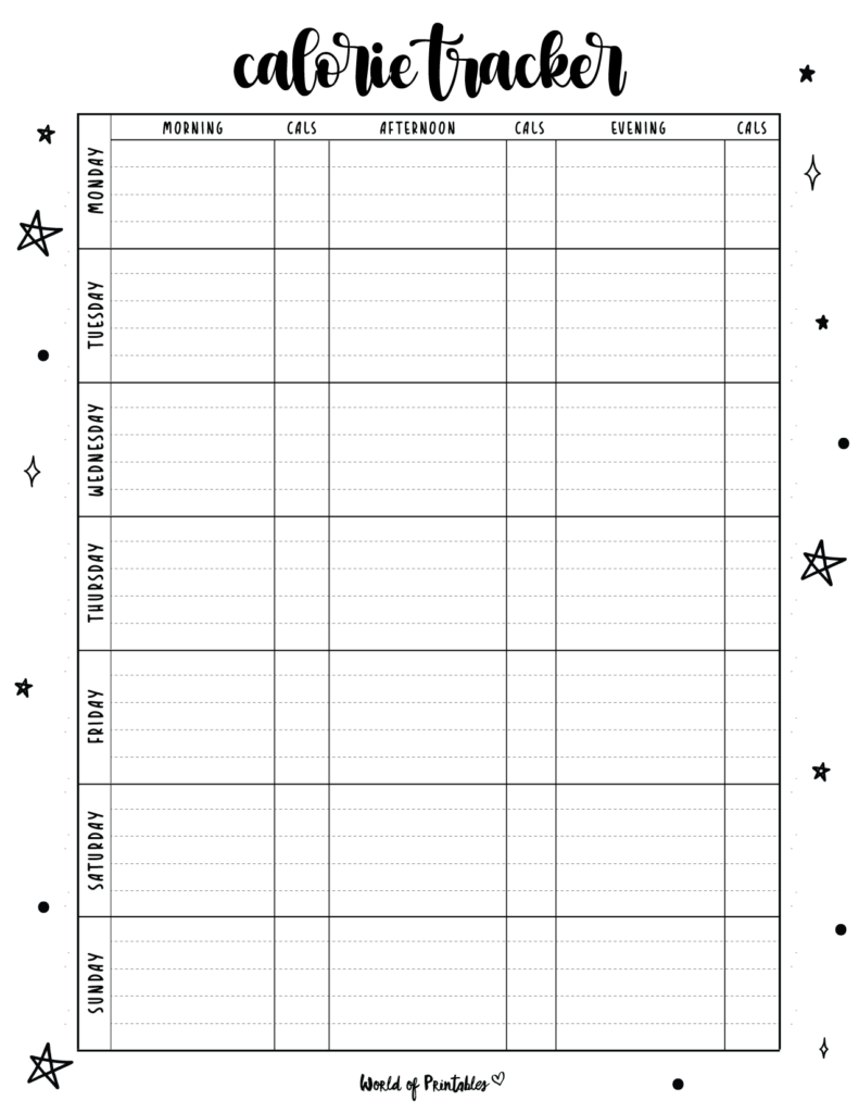 Free Printable Calorie Tracker World Of Printables