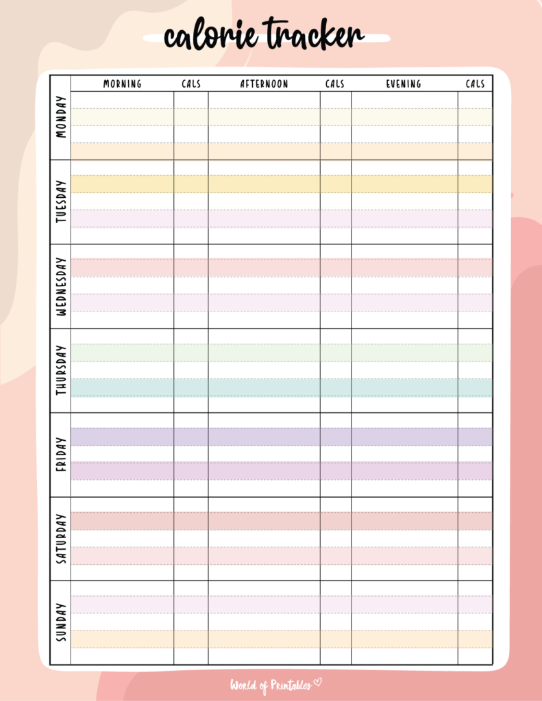 Free Printable Calorie Tracker World Of Printables