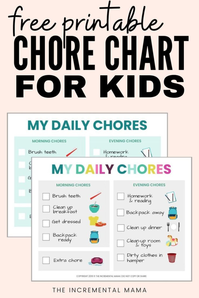 Free Printable Chore Chart For 5 6 Year Olds The Incremental Mama