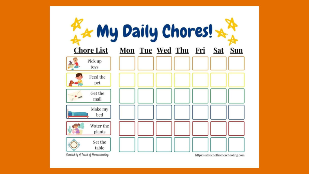 Free Printable Chore Chart For Toddlers Start Teaching Responsibility 