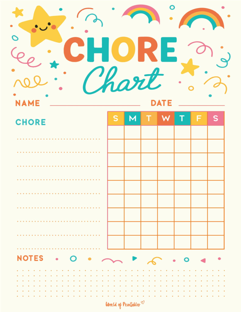 Free Printable Chore Charts For Kids Over 30 Fun Designs World Of Printables