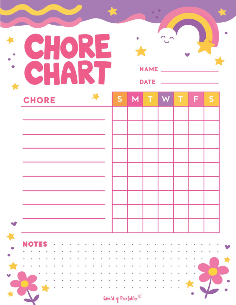 Free Printable Chore Charts For Kids Over 30 Fun Designs World Of Printables