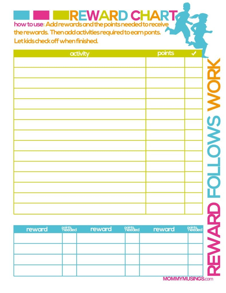 FREE Printable Kids Chore Rewards Chart
