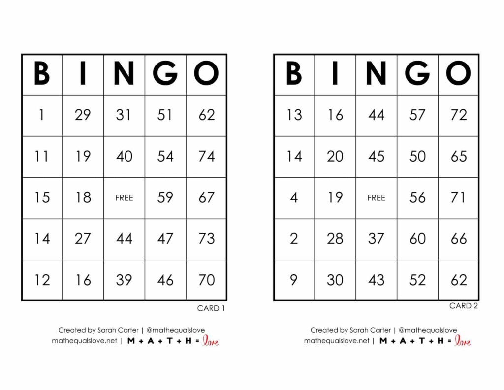 Free Printable PDF Bingo Cards And Call Sheet 1 75 