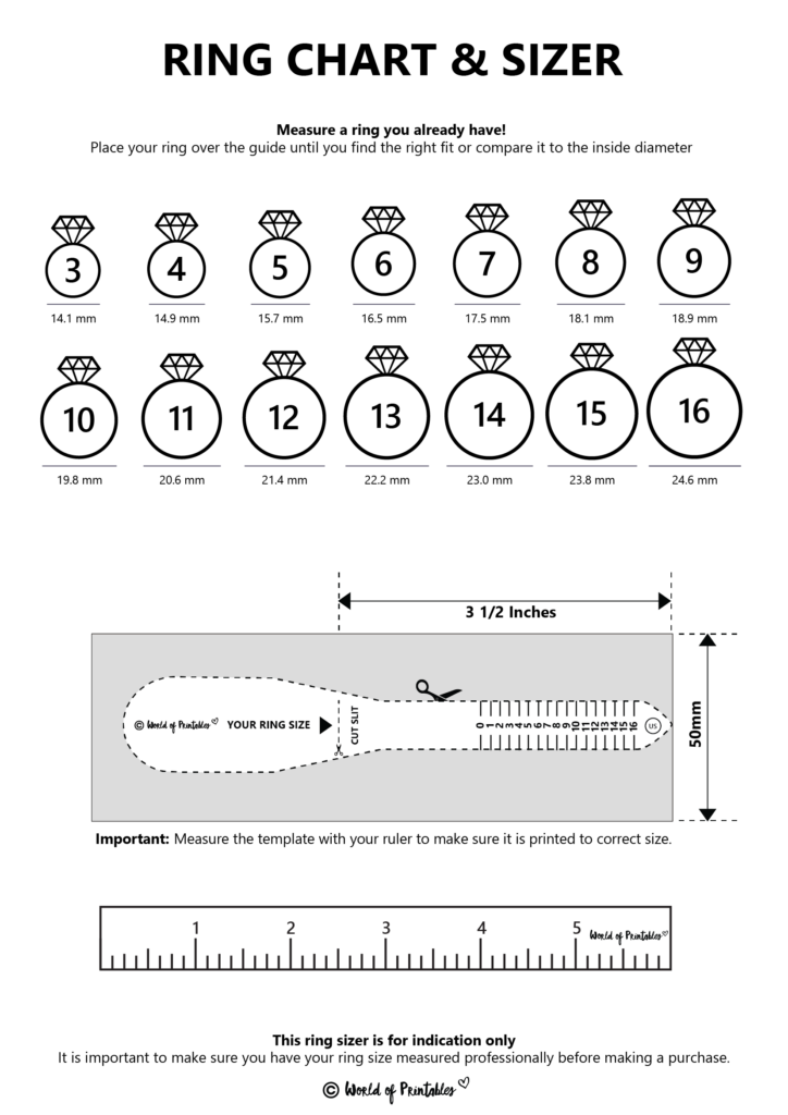 Free Printable Printable Ring Size Chart Pdf Printable Ring Sizer Free Printable Ring Size Template Pdf