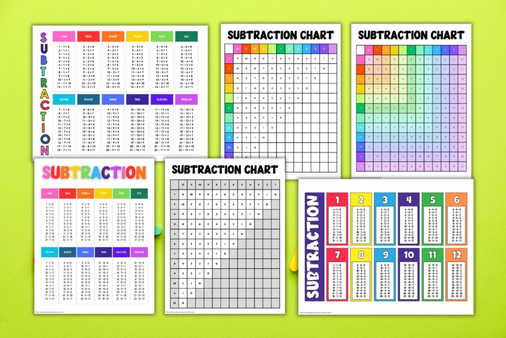 Free Printable Subtraction Charts Tables PDF 