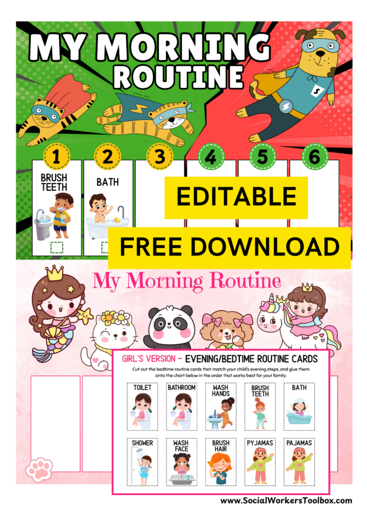 Free Printable Visual Schedules And Daily Routine Charts For Children Free Social Work Tools And Resources SocialWorkersToolbox