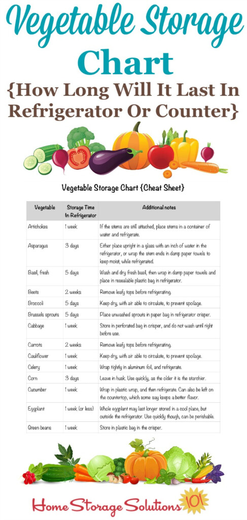 Fresh Vegetable Storage Tips For Your Refrigerator Counter Includes Free Printable Chart 