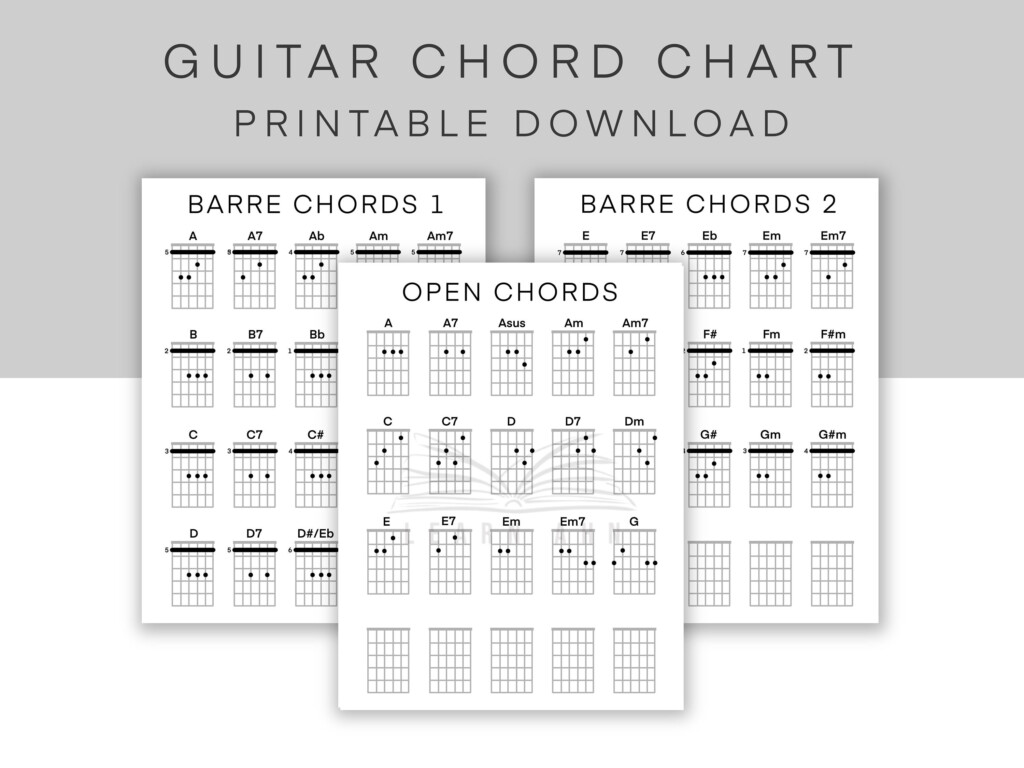 Guitar Chord Chart Printable Download Printable PDF Beginner Guitar Chord Chart Basic Chords Sheet Digital Download Learn To Play Guitar Etsy