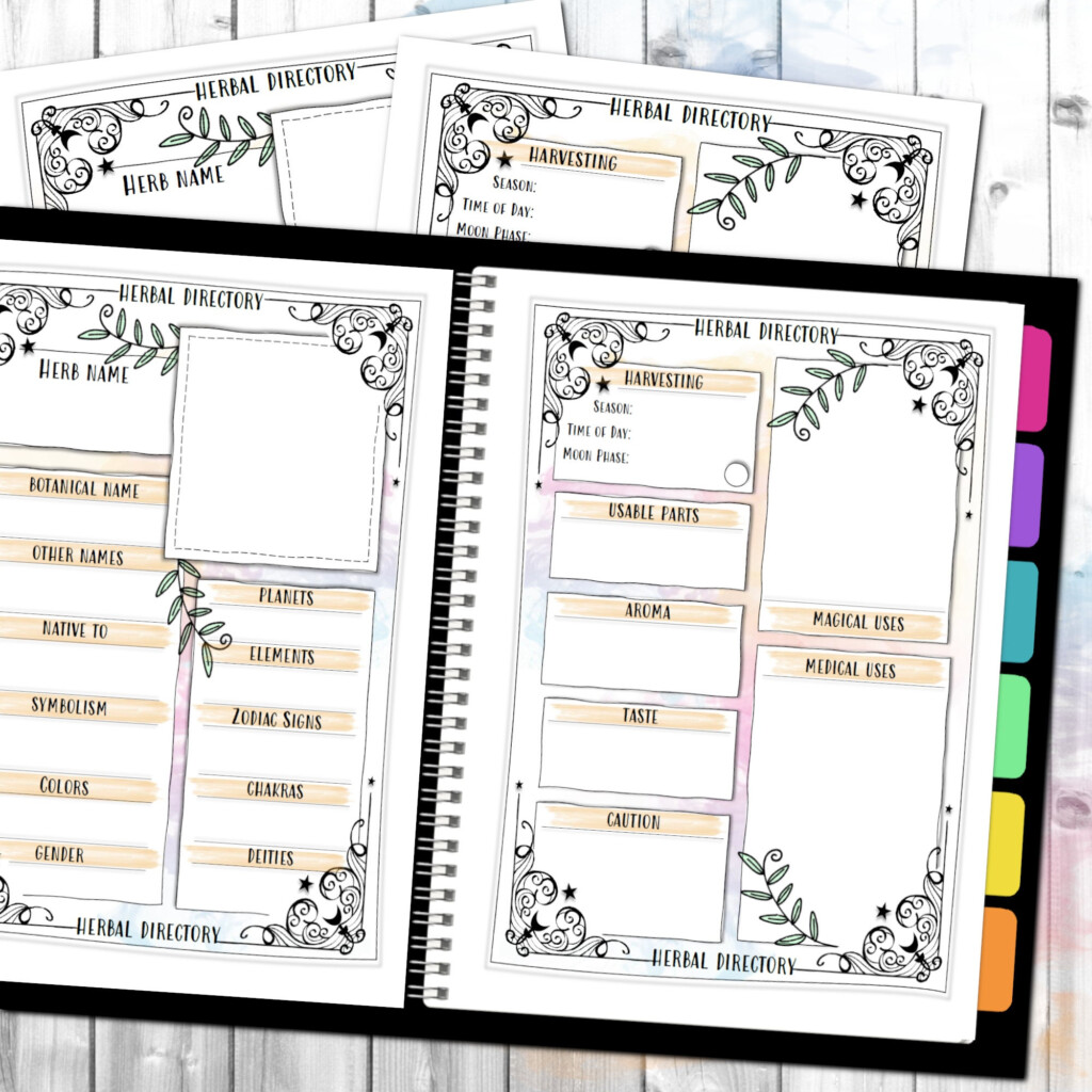 Herb Worksheet Grimoire Page Herbal Magic Herbology Witchcraft Basics Instant Download Printable Herbs Page Book Of Shadows Etsy