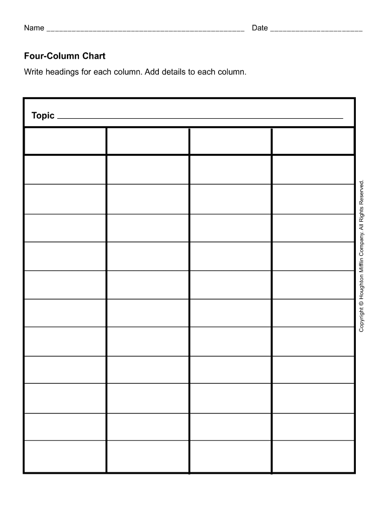 Houghton Mifflin Four Column Chart Form Fill Online Printable Fillable Blank PdfFiller Houghton Mifflin Four Column Chart Form Fill Online Printable Fillable Blank PdfFiller