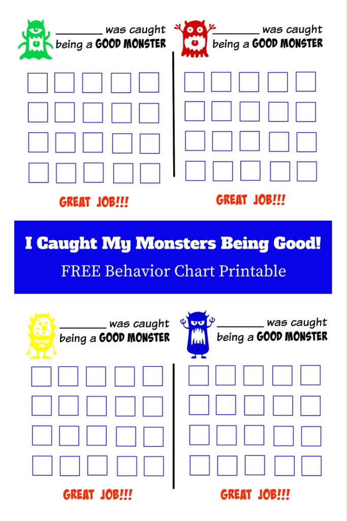 I Caught My Monsters Being Good FREE Behavior Chart Printable All My Good Things