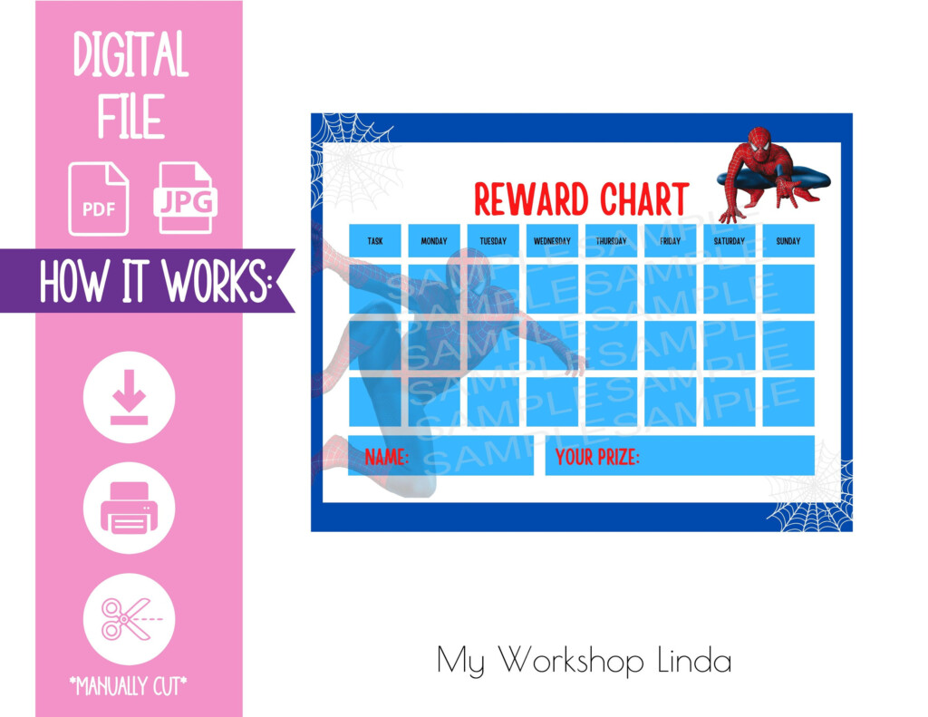 Instant Download Spiderman Childs Reward Chart Daily Chores Chart Behavior Chart Digital Download Etsy