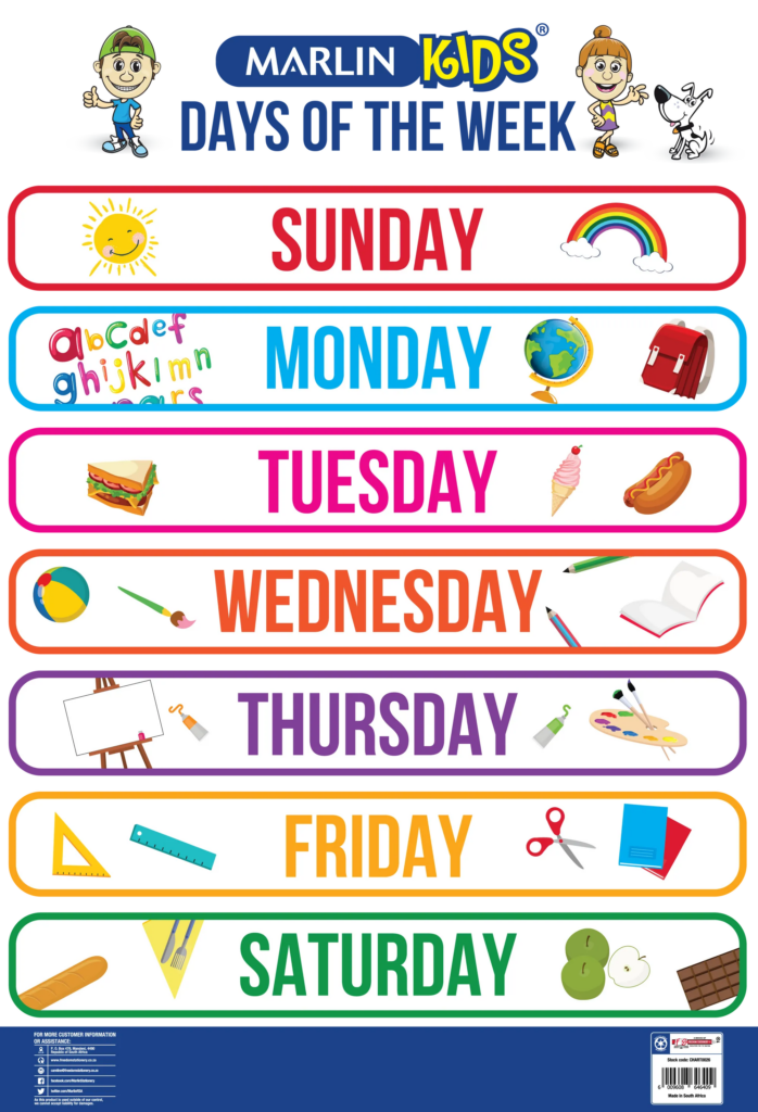 Kids Charts Days Of The Week Eagle Office National