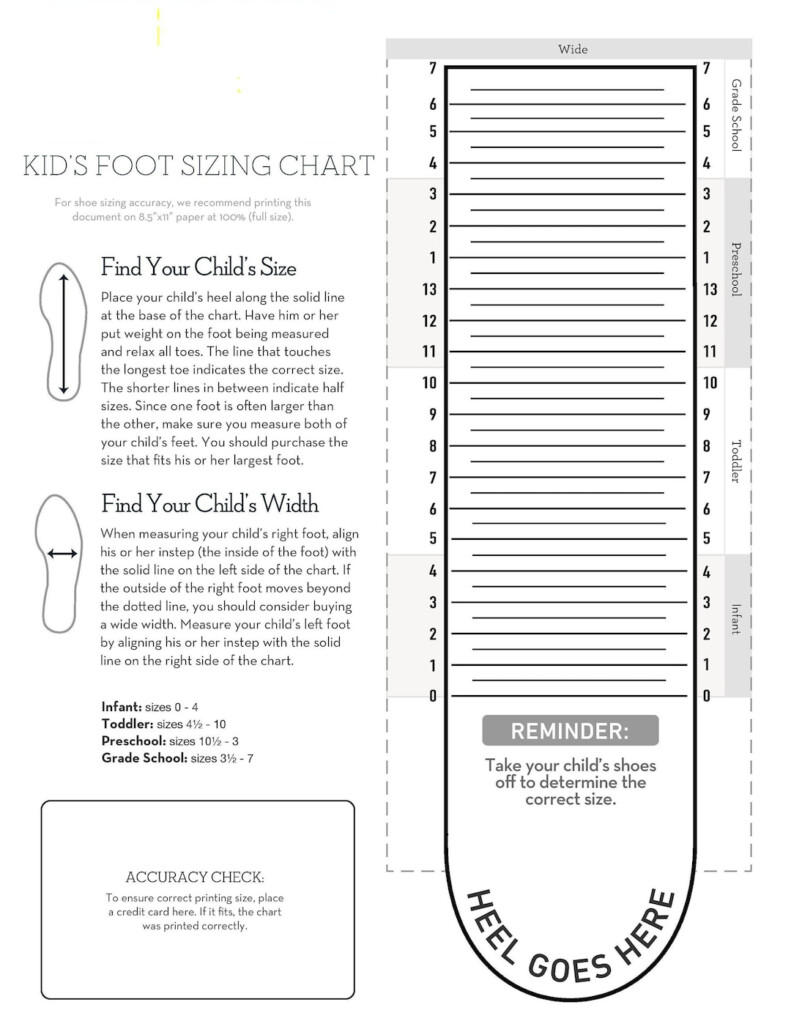 Kids Foot Sizer Chart Toddler Child Shoe Size Determiner instant Download Etsy