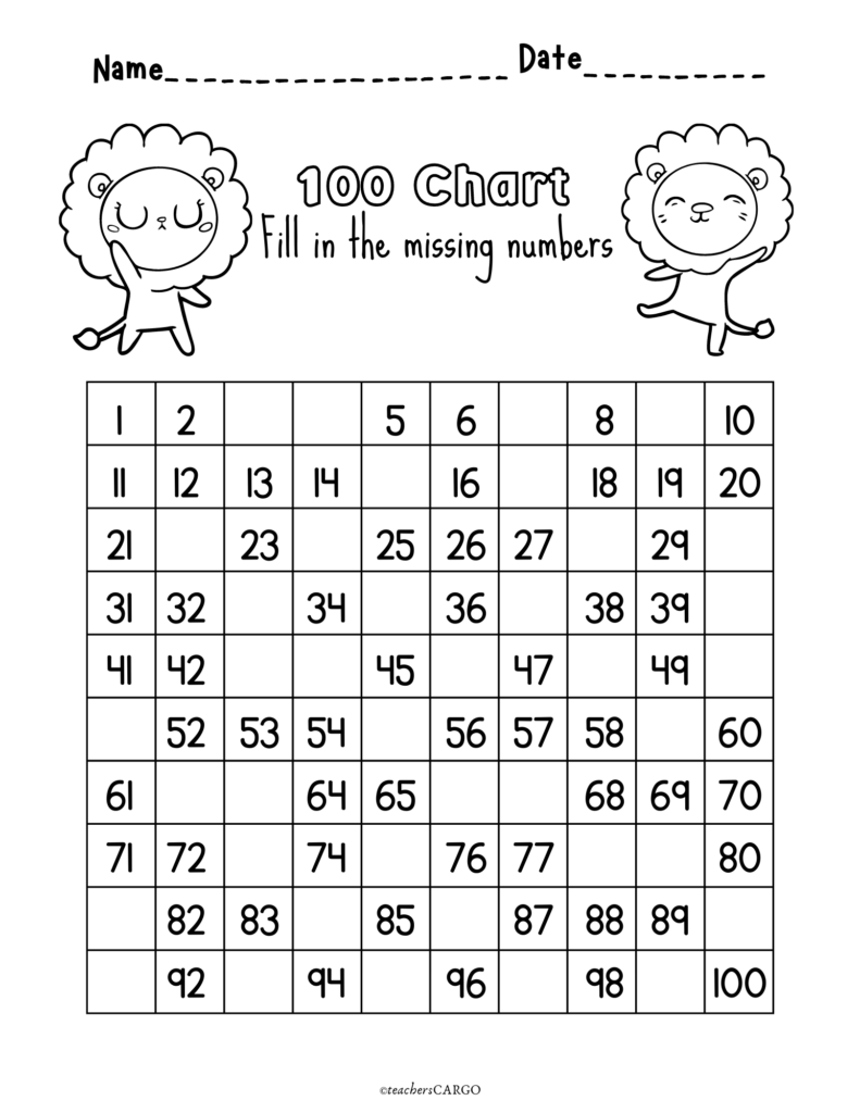 Missing Numbers To 120 Counting To 120 Worksheets 50s 100s 120 Chart Made By Teachers