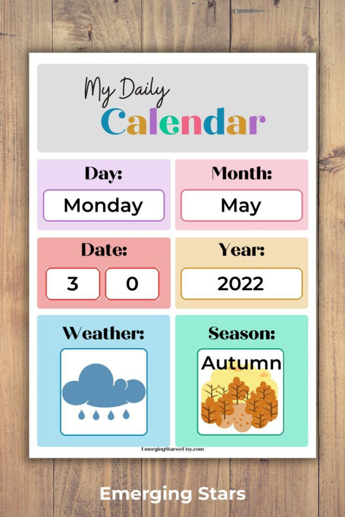 Montessori Interactive Large Print Daily Calendar For Children