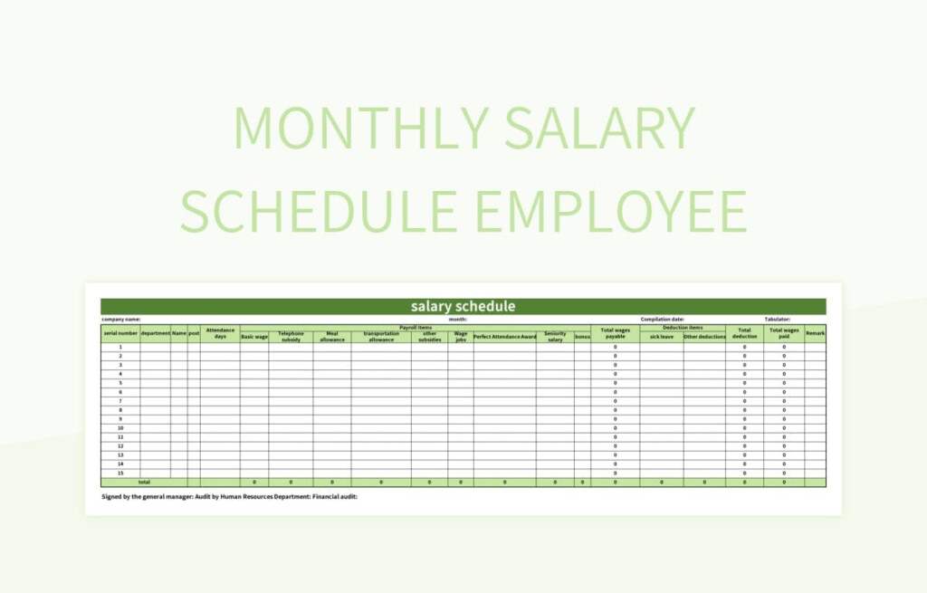 Monthly Salary Schedule Employee Excel Template And Google Sheets File For Free Download Slidesdocs