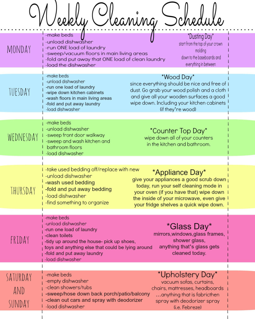 My Quirky Weekly Cleaning Chart Free Printable First Home Love Life