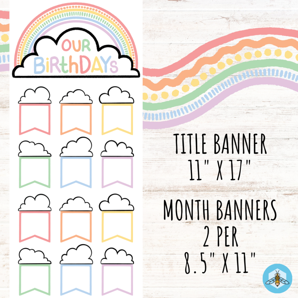 Pastel Rainbow Class Birthday Chart EDITABLE Classful