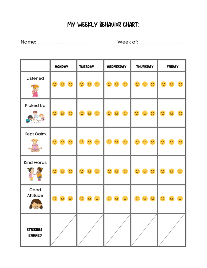 Preschool Behavior Reward Chart Planningforkeeps