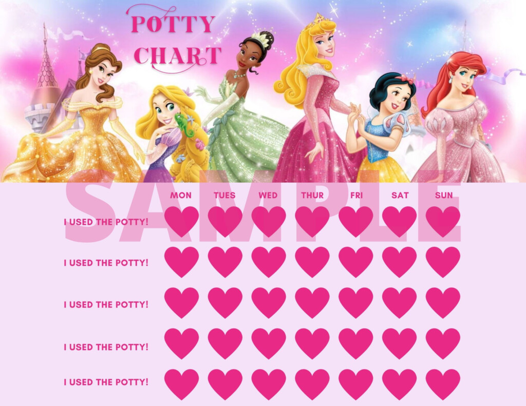 Princess Potty Chart Princess Toilet Training Chart Etsy