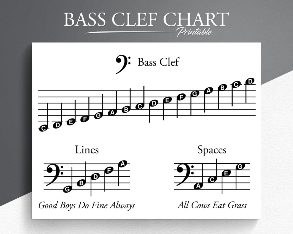 Printable Bass Clef Chart Music Education PDF Download Etsy Norway