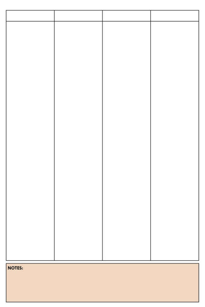 Printable Blank 4 Column Chart Templates