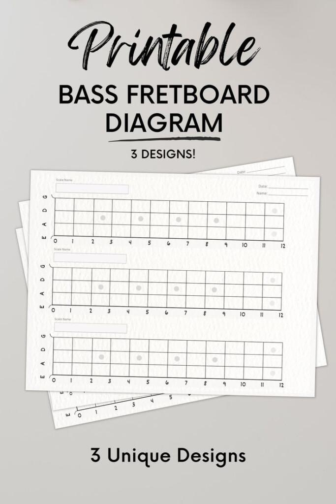 Printable Blank Bass Guitar Fretboard Chart Neck Diagram Etsy