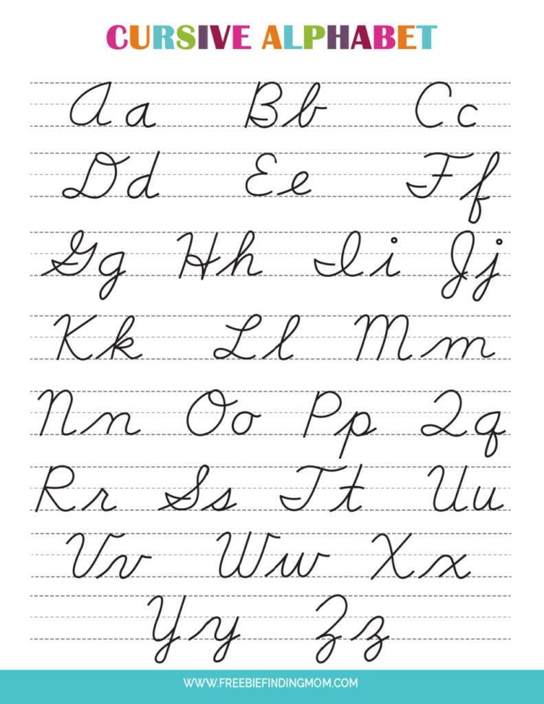 Printable Cursive Alphabet Chart PDF