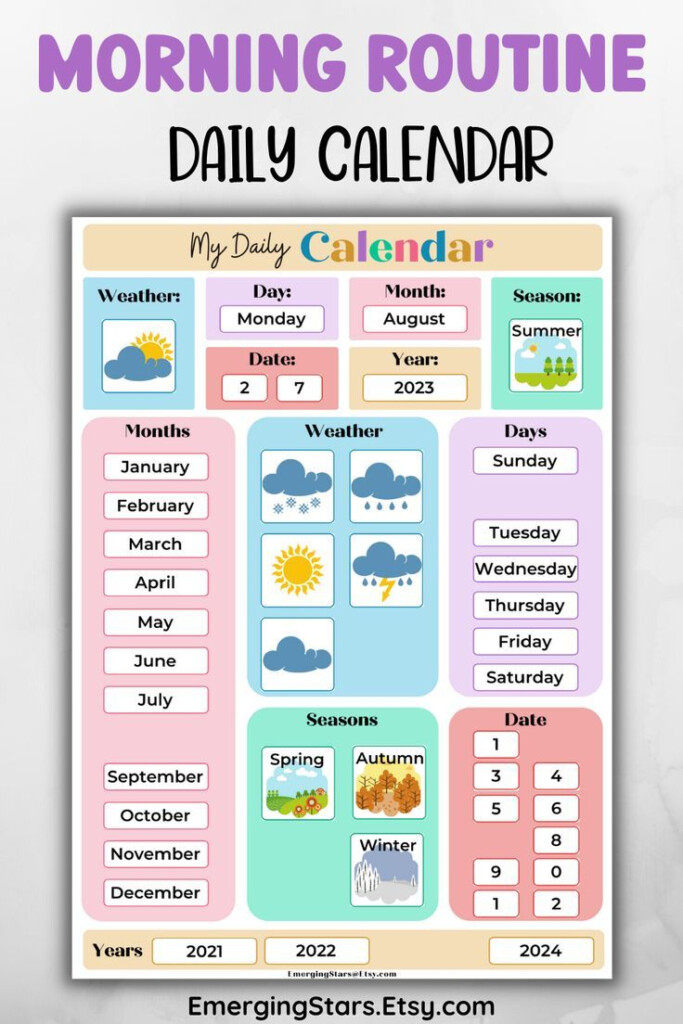 Printable Daily Calendar For Kids Teaching School Printable Calendar For Kindergarten Activities