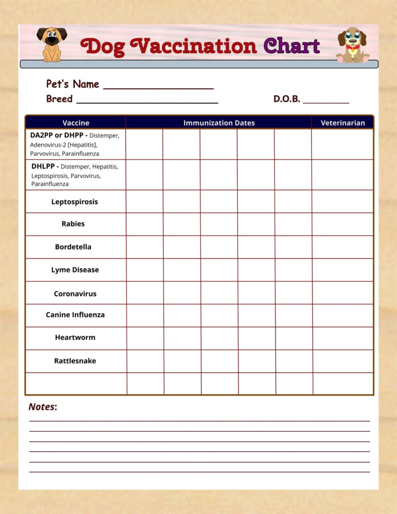 Printable Dog Vaccination Chart Pet Printable Immunization Puppy Vaccinations Dog Health Digital Download Instant Download PDF Etsy Israel