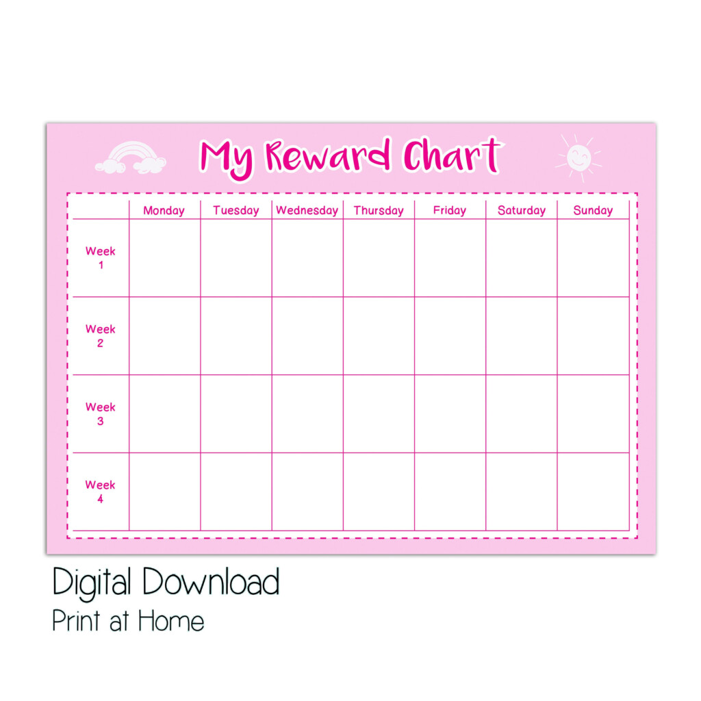 Printable Reward Chart Reward Chart For Girl Good Behaviour Girls Reward Chart Downloadable Chart Toddler Reward Chart Daily Reward Etsy