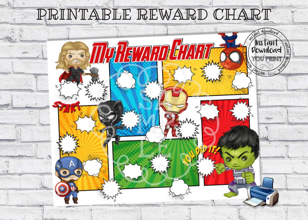 Printable Reward Chart Superhero Reward Chart Superhero Potty Chart Superhero Behavior Chart DIY Hero Rewards Chart Etsy