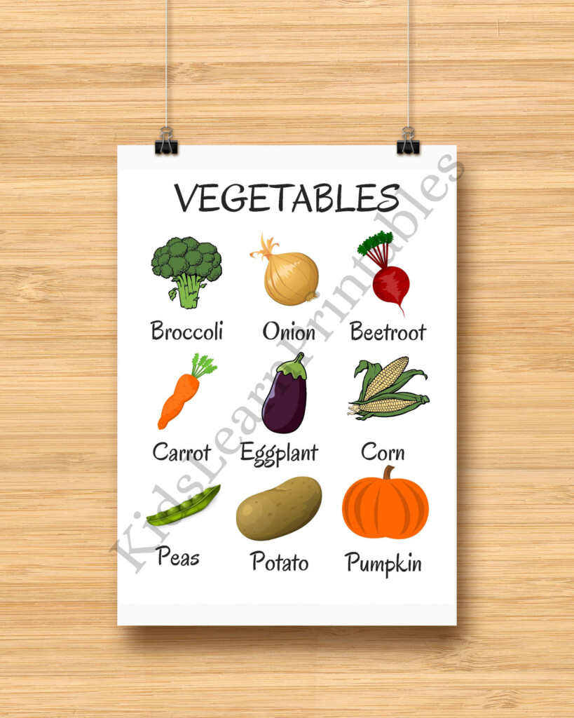 Printable Vegetables Words Chart Educational Home Learning 8 5 X 11 Inch Instant Download PDF Etsy