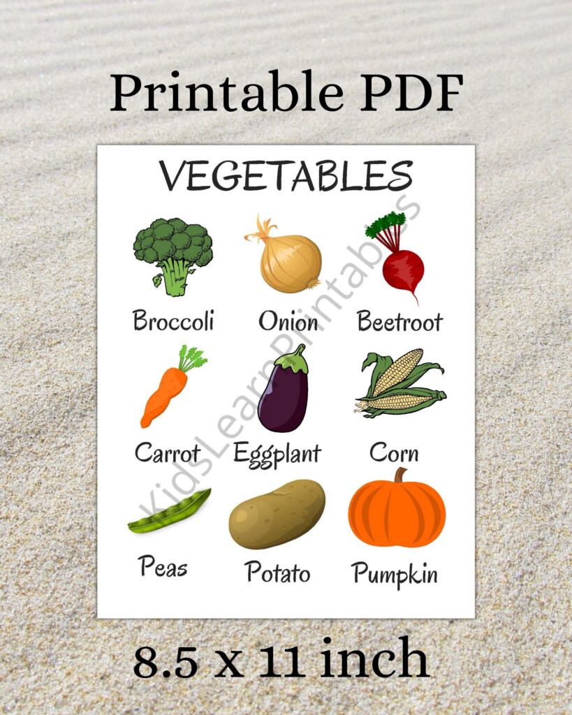 Printable Vegetables Words Chart Educational Home Learning 8 5 X 11 Inch Instant Download PDF Etsy