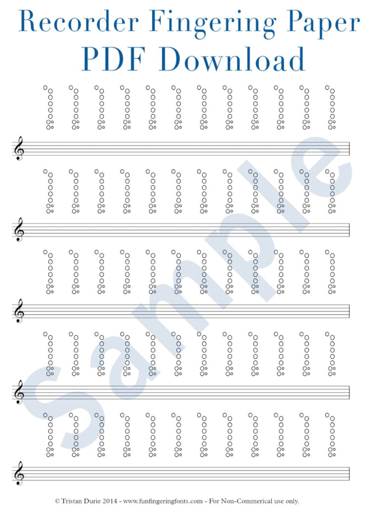 Recorder Tablature Fingering Paper Download And Printable PDF Great For Learning And Teaching Recorder Etsy Israel