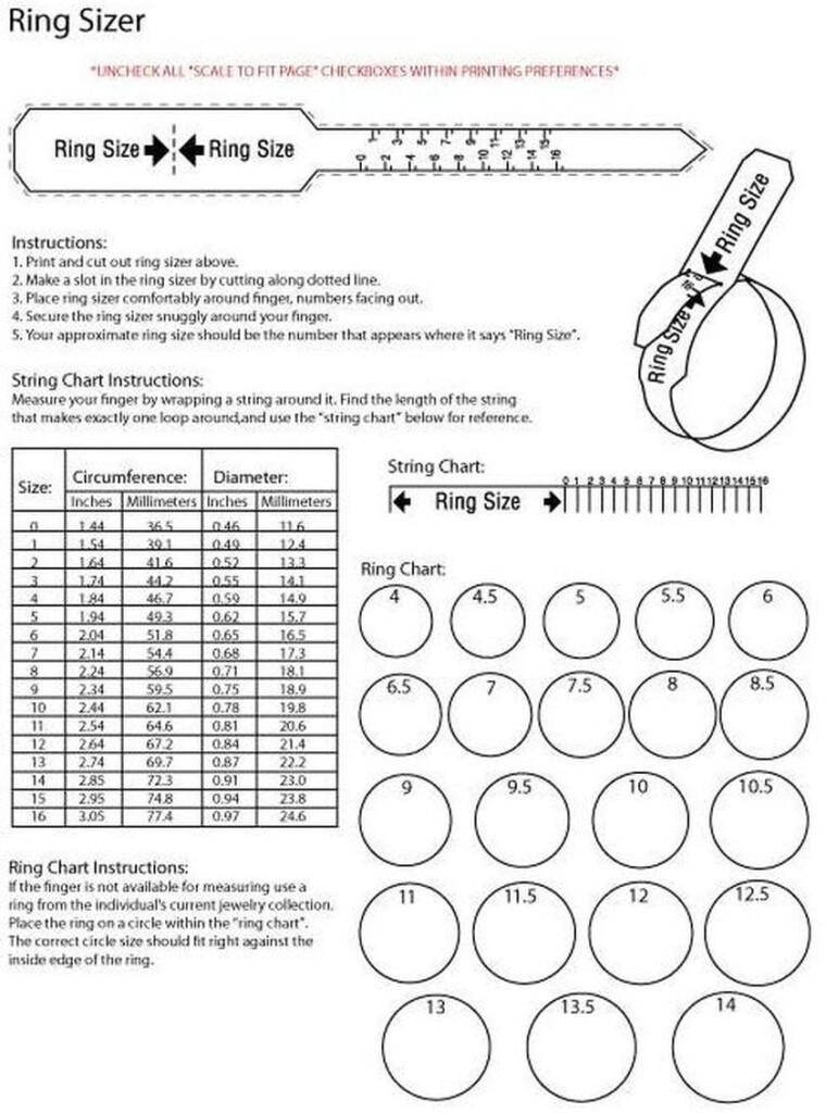 Ring Sizer Template Pdf Ring Sizer Jewelry Ring Size Template Pdf Picture Of Ring