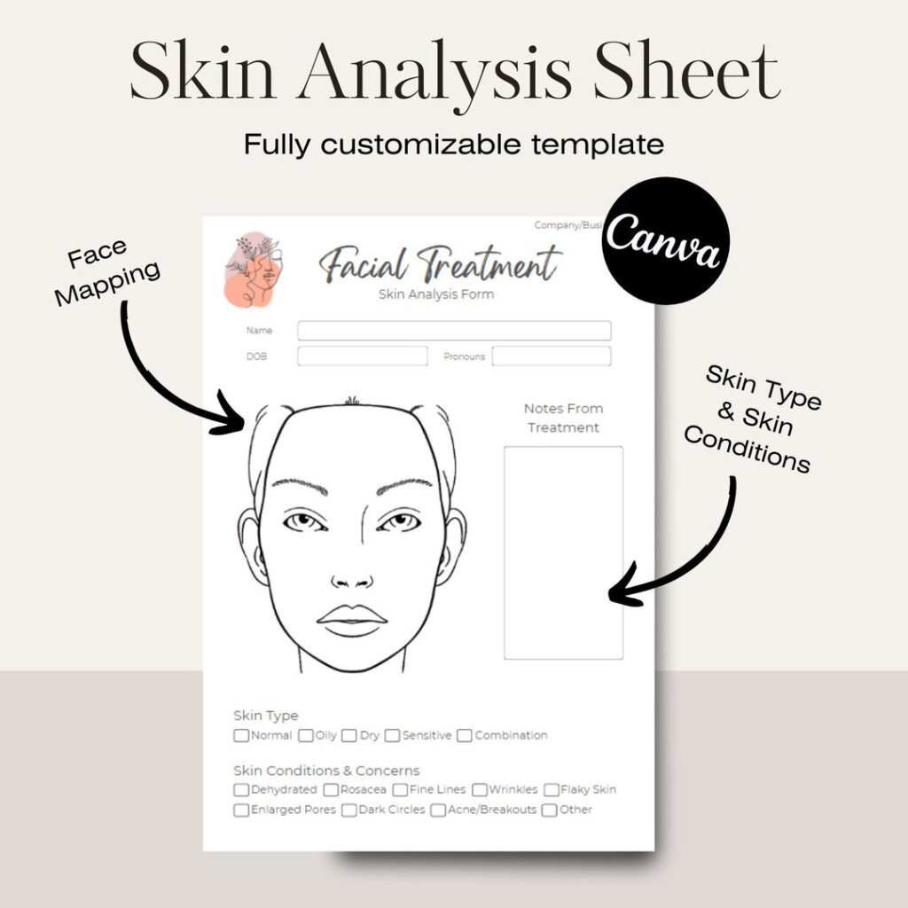 Skin Analysis Form Editable Facial Template Facial Treatment Form Facial Skin Analysis Sheet Treatment Record Card Client Form Etsy New Zealand