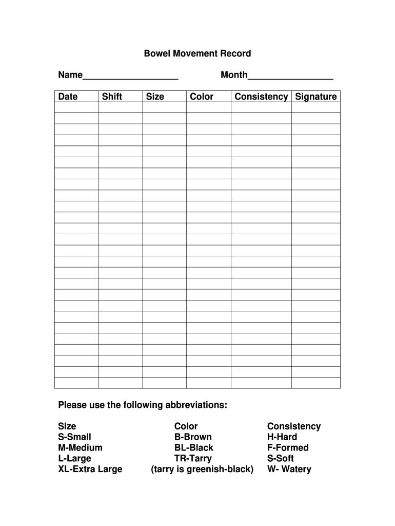 Stool Monitoring Chart Fill Out Sign Online DocHub