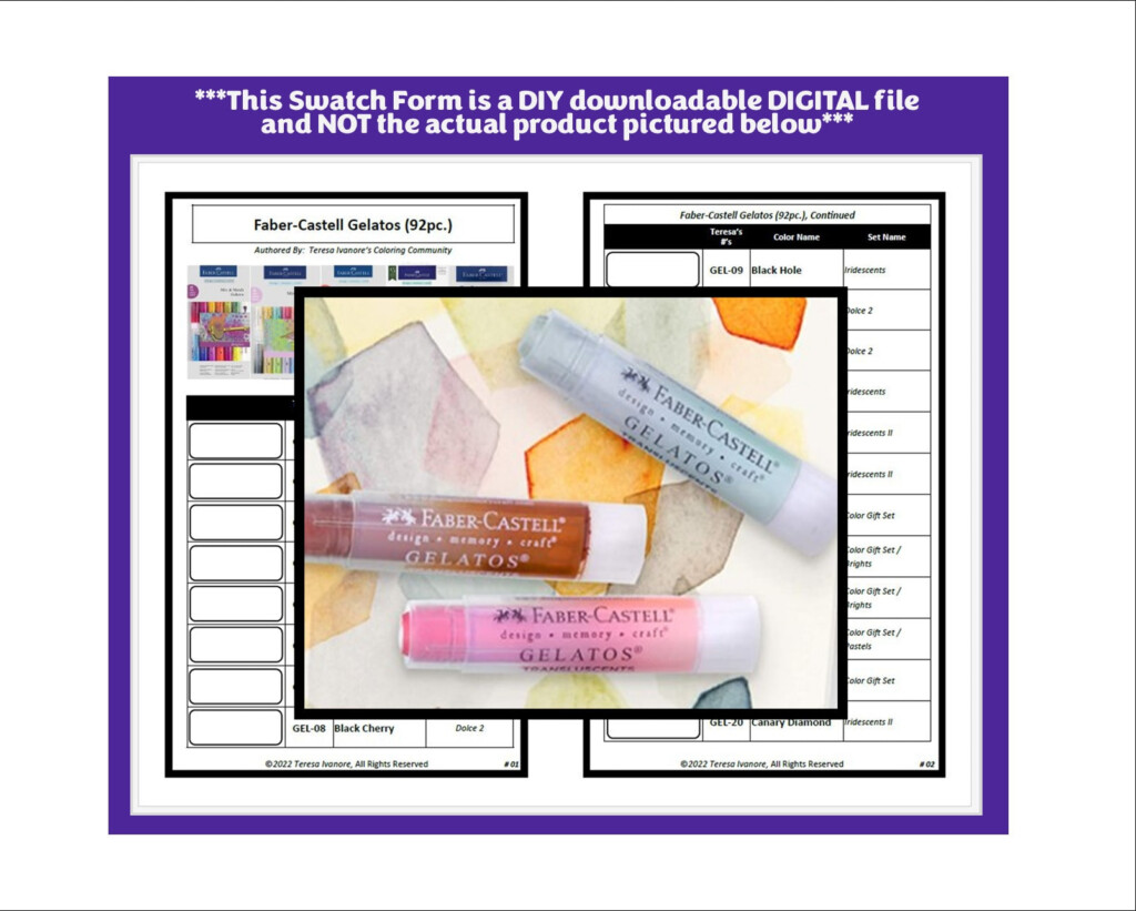 Swatch Form Faber castell Gelatos 092pc Complete Set black White Version Etsy
