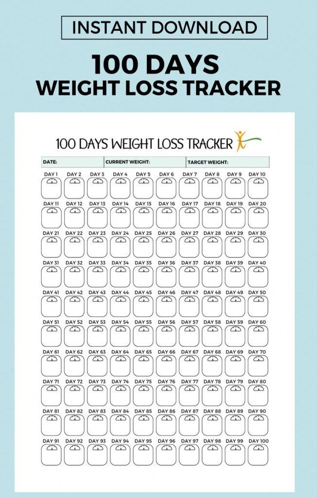 Tracker 100 Days Printable Instant Download PDF Weight Loss Record Sheet